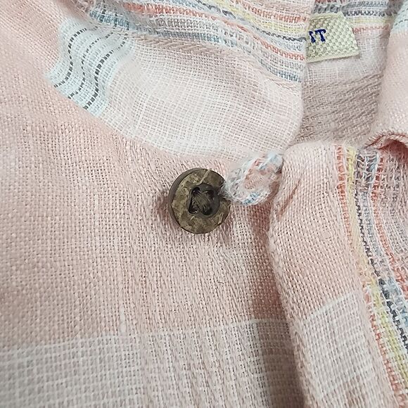 Tommy Bahama Shirt Mens XL Plaid Linen Camp Loop Collar Coconut Buttons Sur Mer - Picture 10 of 16